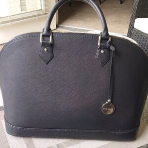 Pulicati Black Satchel with Textured Leather Finish